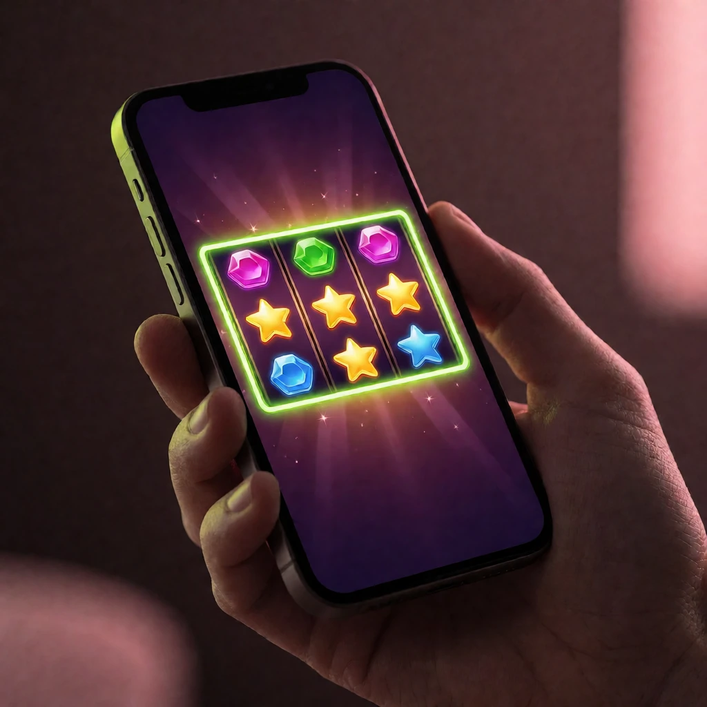 Lucky Slots app ကို ကိုင်ဆောင်ထားသည့် ဖုန်းပုံ