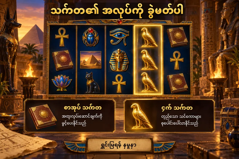 ရှေးဟောင်းစာအုပ်သင်္ကေတနှင့် သီးခြားရွေးထားသည့် ကျောက်ရုပ်သင်္ကေတပါ မူရင်းသရုပ်ဖော်စလော့